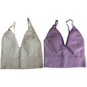 Comfort by Real Purple & Beige Seamless Plunge Bralettes Pack of 2 Women's M